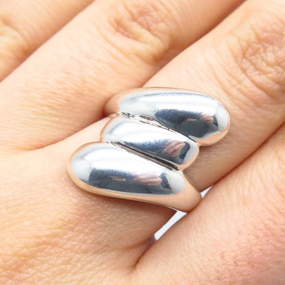 925 Sterling Silver Vintage Ribbed Ring Size 7.25