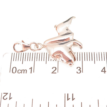 925 Sterling Silver Vintage Dog Lobster Lock Clasp Charm Pendant