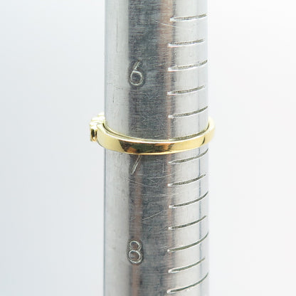 925 Sterling Silver Gold Plated Round-Cut Shaped C Z Ring Size 7