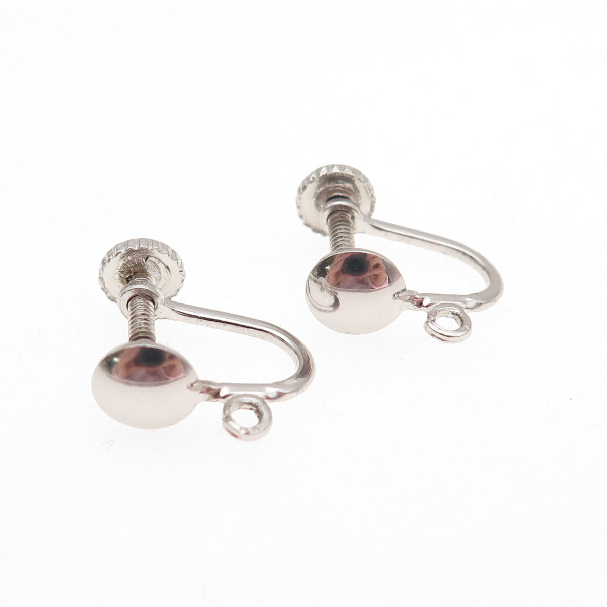 925 Sterling Silver Antique Art Deco Charm Holder Screw Back Earrings