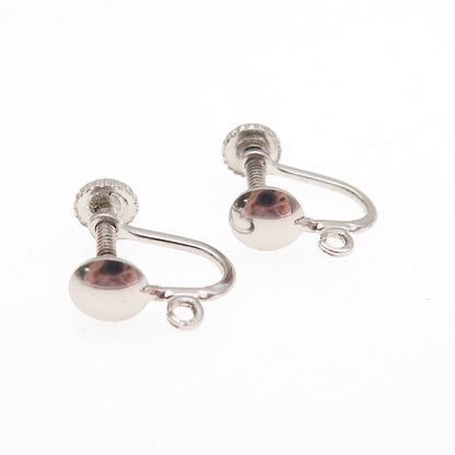 925 Sterling Silver Antique Art Deco Charm Holder Screw Back Earrings