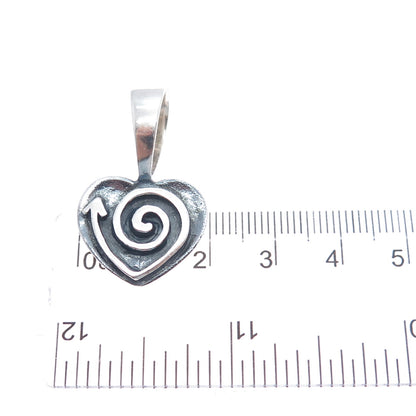 SILPADA 925 Sterling Silver Vintage Heart Spiral Oxidized Charm Pendant