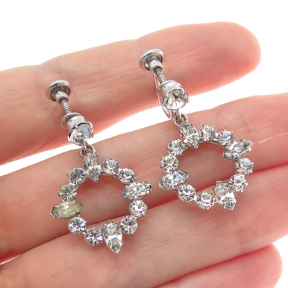 CARL ART 925 Sterling Silver Antique Art Deco Rhinestone Screw Back Earrings