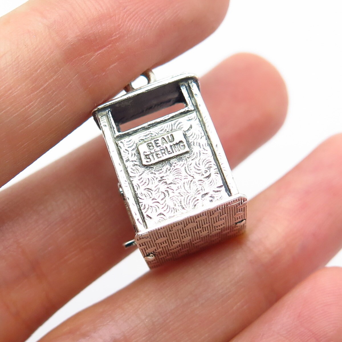 925 Sterling Silver Vintage BEAU Slot Machine For Good Luck Charm Pendant
