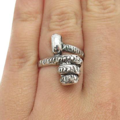 925 Sterling Silver Vintage Modernist Swirl Oxidized Ring Size 4.75