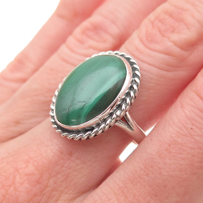Gilo & Grace Nakai Navajo Old Pawn 925 Sterling Vintage Malachite Ring Size 8