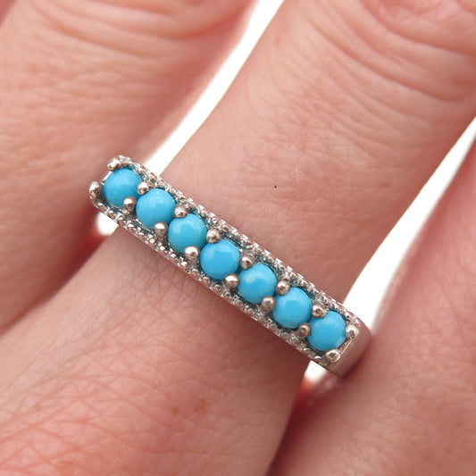 Chuck Clemency 925 Sterling Silver Real Turquoise Square Band Ring Size 8.25