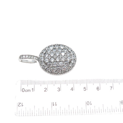 DESIGNS BY YAGI 925 Sterling Round-Cut Shaped C Z Sparkle Oval Pendant