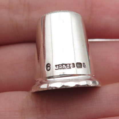 John Sanderson & Son 925 Sterling Vintage 1977 Sheffield Engraved Sewing Thimble