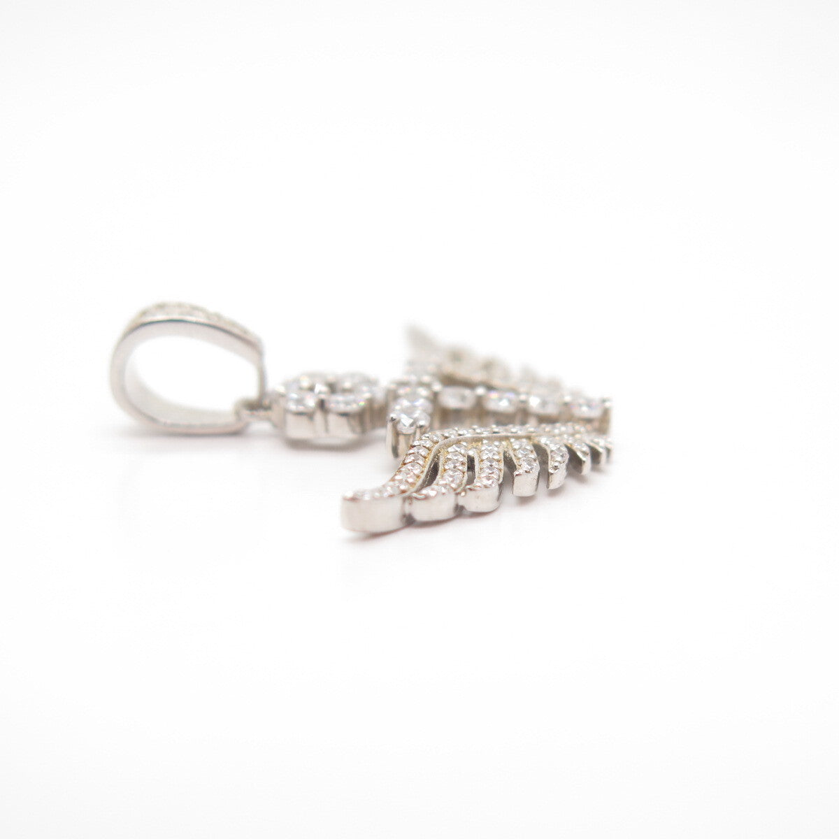 925 Sterling Silver C Z Cross Wings Pendant