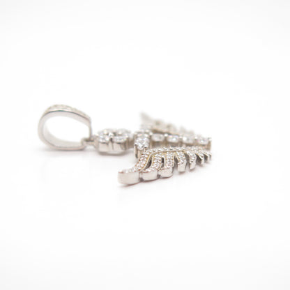 925 Sterling Silver C Z Cross Wings Pendant