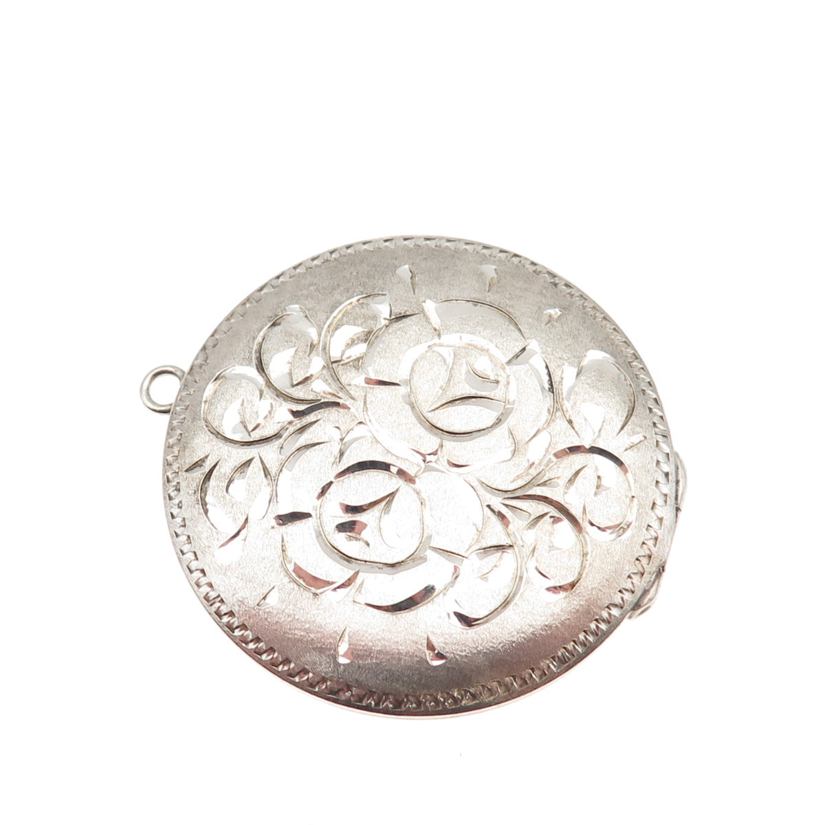925 Sterling Silver Vintage 1977 LW Birmingham Engraved Floral Locket Pendant
