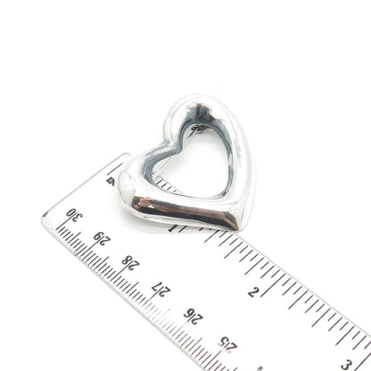 925 Sterling Silver Vintage Open Heart Pin Brooch
