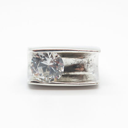 925 Sterling Silver Vintage Mexico C Z Bar Ring Size 4.75
