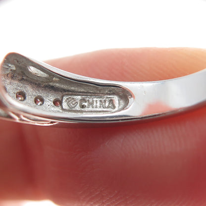 925 Sterling Silver Round-Cut Shaped C Z Engagement Ring Size 7.25