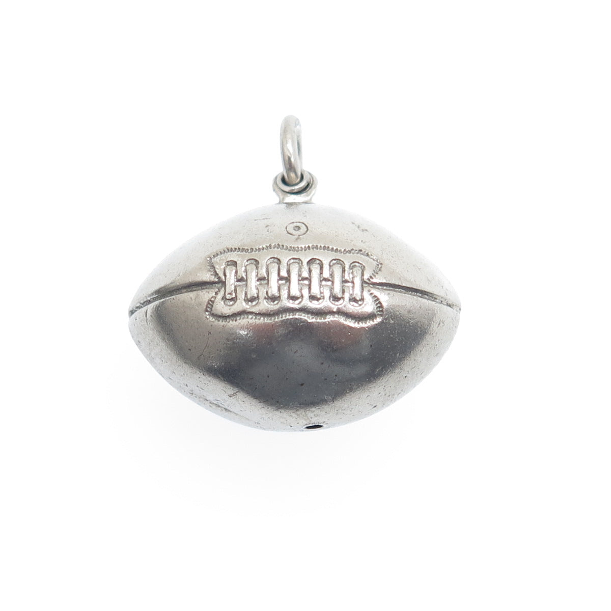 BEAU 925 Sterling Silver Antique Art Deco Football Ball 3D Charm Pendant