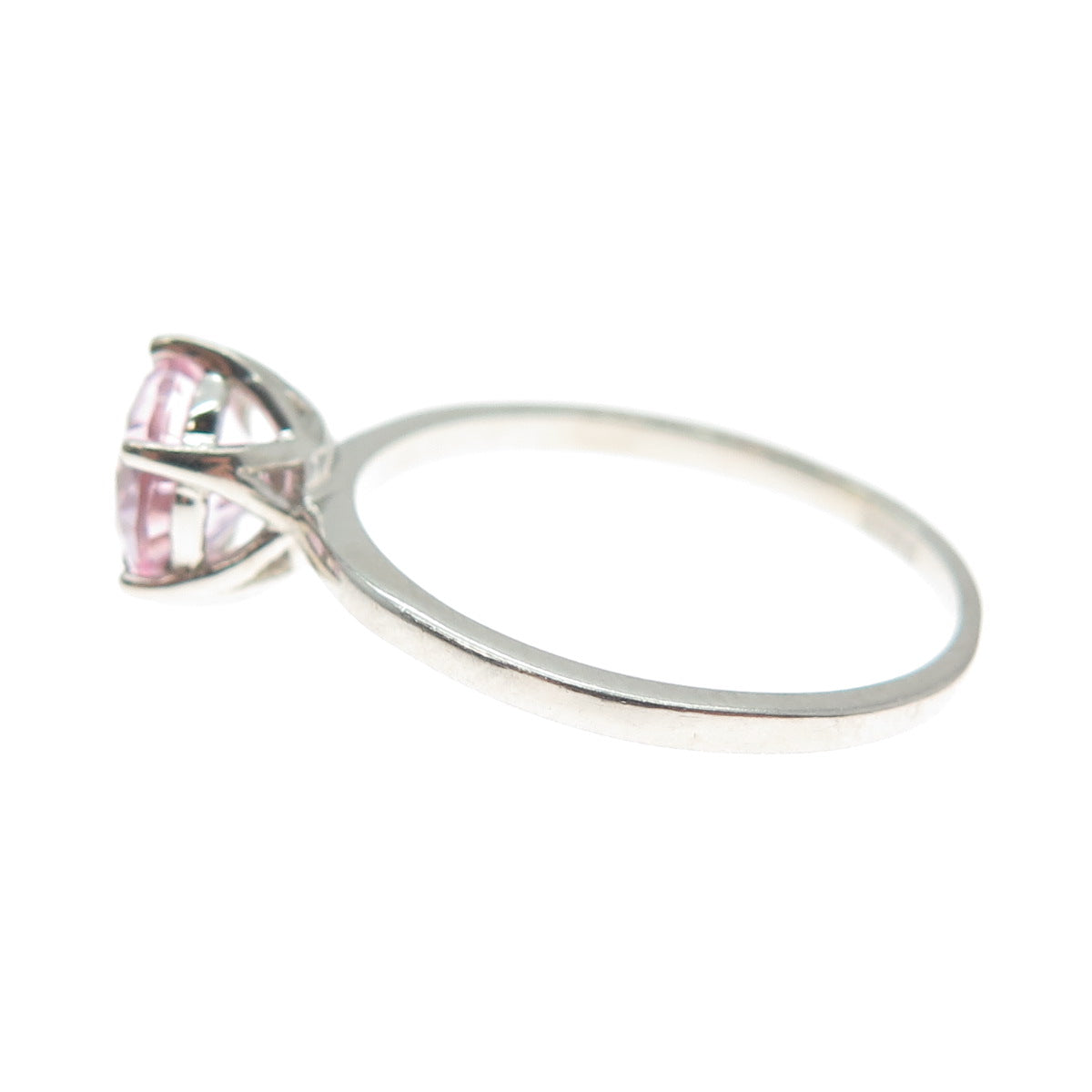 DAZZLERS 925 Sterling Silver Round-Cut Nano Pink Topaz Ring Size 8