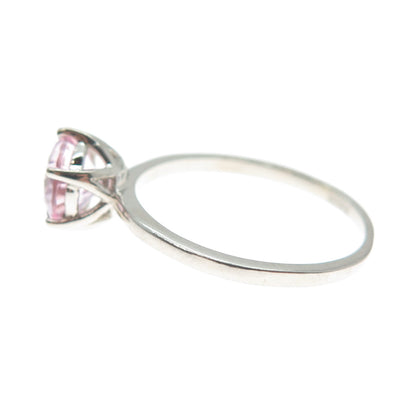 DAZZLERS 925 Sterling Silver Round-Cut Nano Pink Topaz Ring Size 8