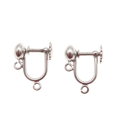 Simmons 925 Sterling Silver Vintage Charm Holder Screw Back Earrings