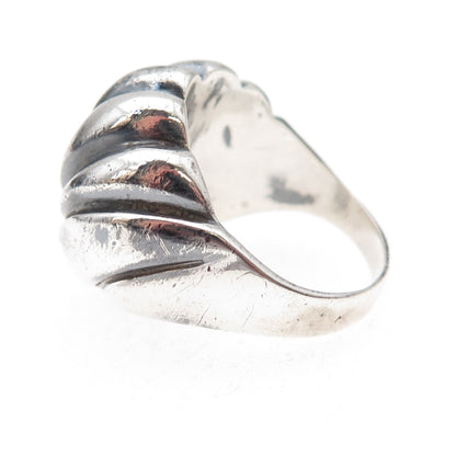 925 Sterling Silver Vintage Modernist Seashell Oxidized Ring Size 10