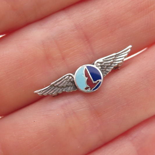 925 Sterling Silver Antique Art Deco Enamel Eastern Air Lines Service Pin Brooch
