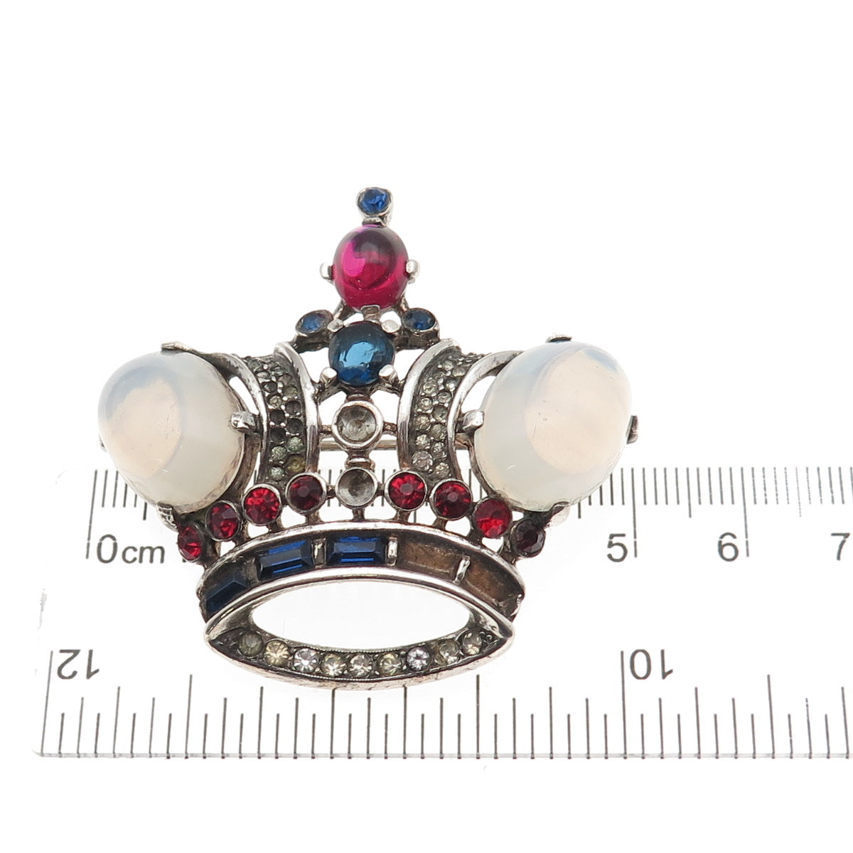 Crown Trifari Sterling Gold Pated Antique Rhinestone Brooch (missing 11 stones)