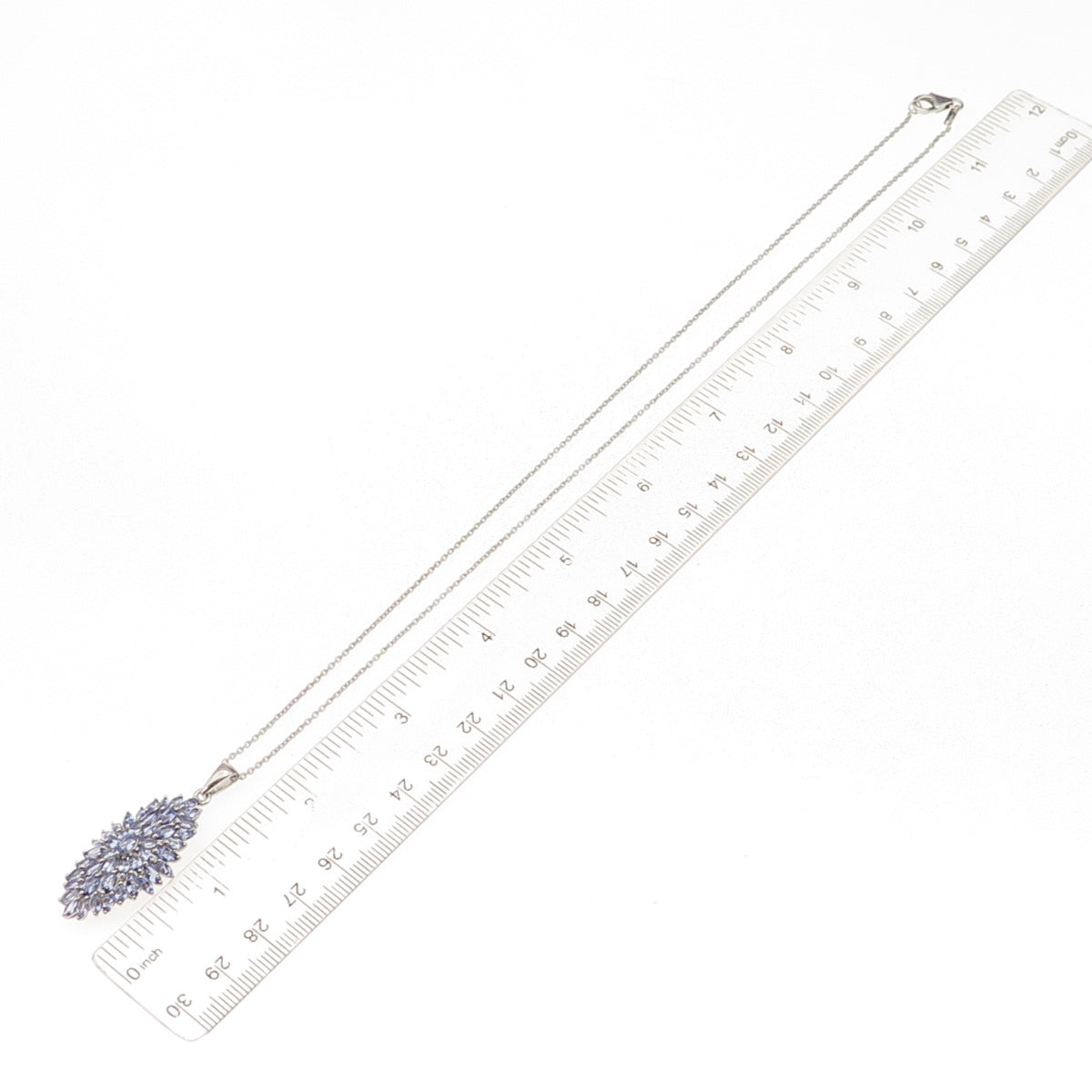 D'Joy 925 Sterling Silver Real Marquise-Cut Tanzanite Cable Chain Necklace 20"