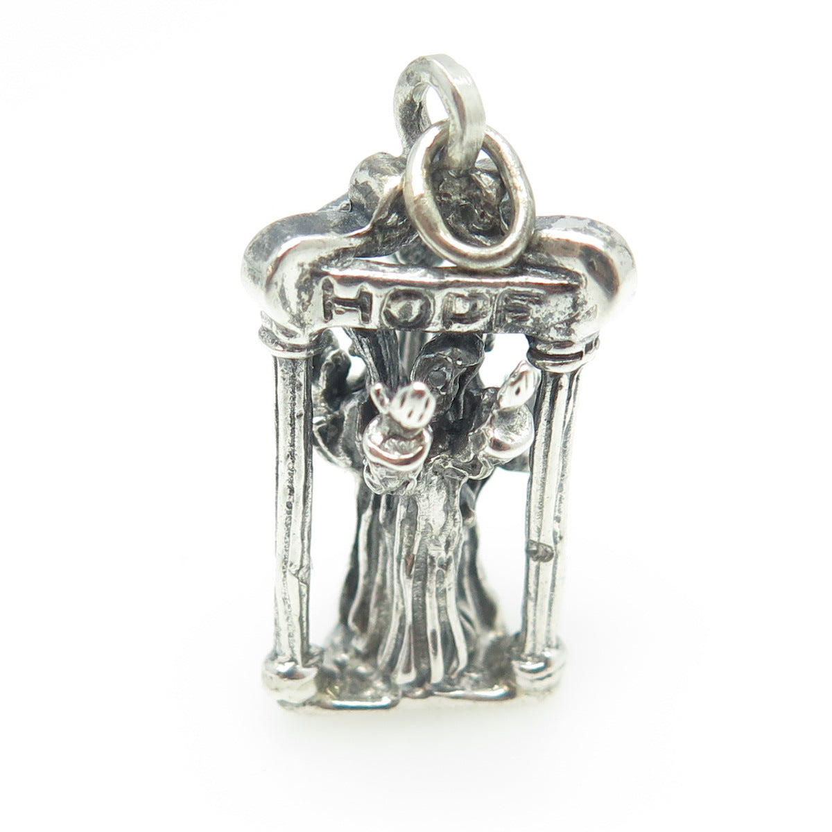 JEWELART 925 Sterling Silver Antique Art Deco Faith Hope & Charity Charm Pendant