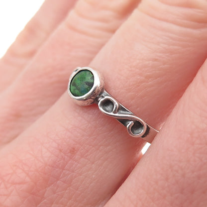 Margarita Vera Lagunas 925 Sterling Vintage Mexico Real Turquoise Ring Size 7.75