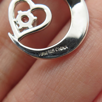 HAN Sterling 2-Tone White Topaz "I love you to the moon and back" Slide Pendant