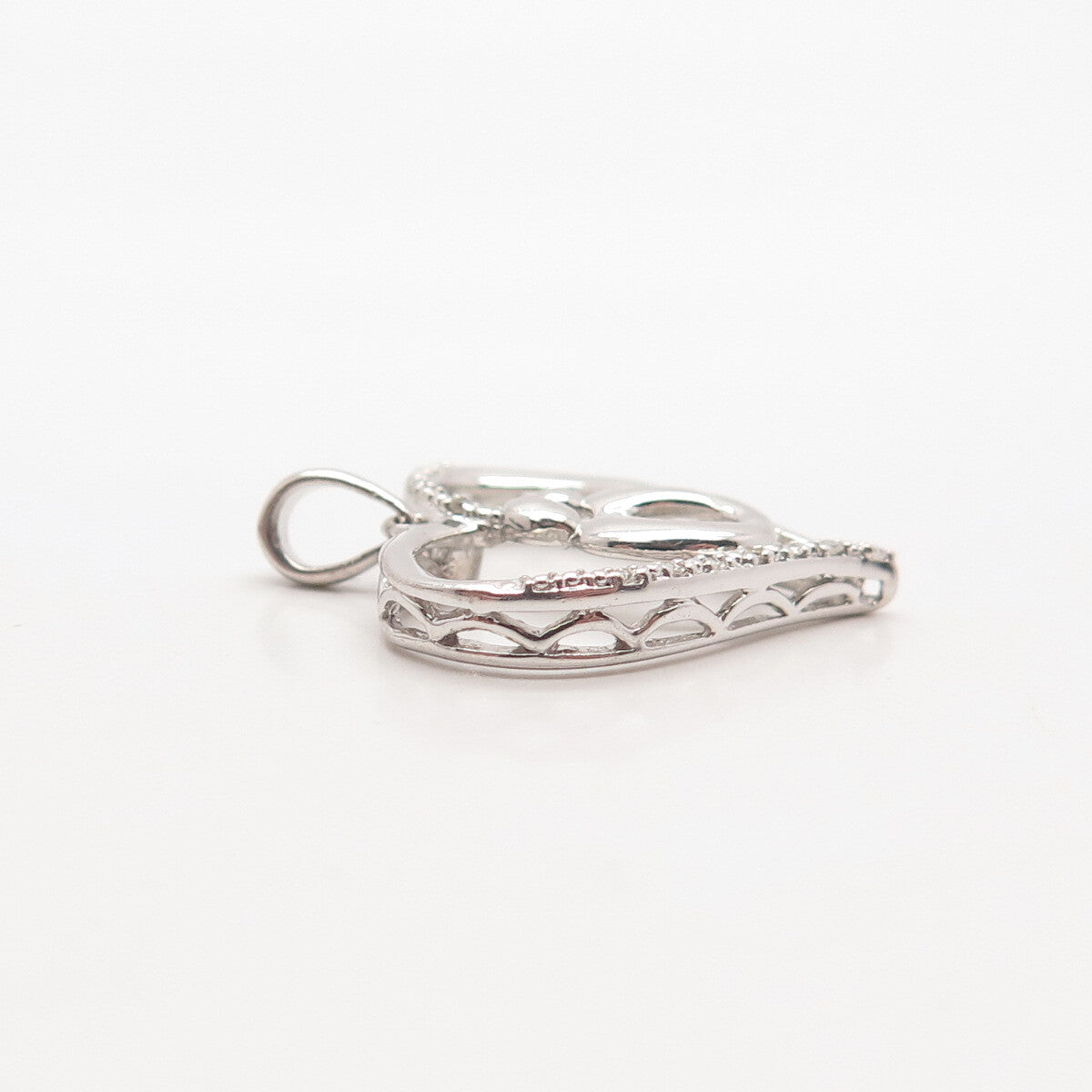 925 Sterling Silver Real Diamond Mother & Baby Heart Pendant