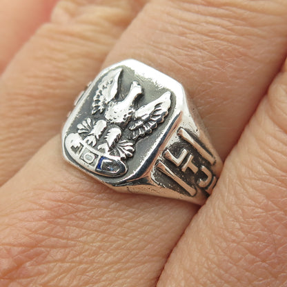 925 Sterling Silver Antique Art Deco Fraternal Order Of Eagles Ring Size  8.5