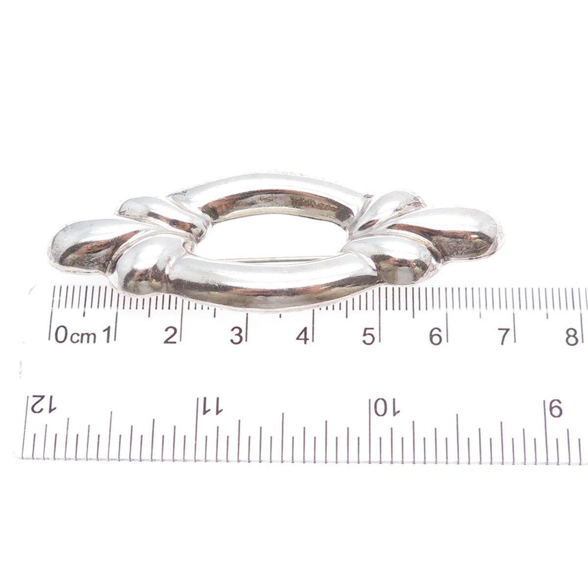 925 Sterling Silver Vintage Modernist Puffy Pin Brooch