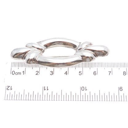925 Sterling Silver Vintage Modernist Puffy Pin Brooch