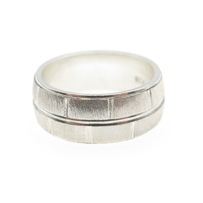 925 Sterling Silver Vintage Textured Band Ring Size 7.5