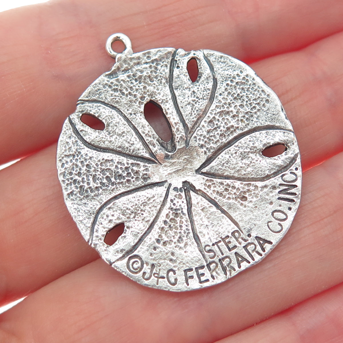 J & C FERRARA CO INC 925 Sterling Silver Vintage Sand Dollar Oxidized Pendant