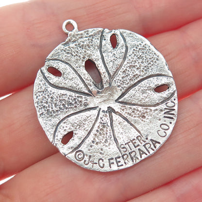 J & C FERRARA CO INC 925 Sterling Silver Vintage Sand Dollar Oxidized Pendant