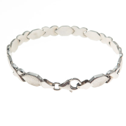 925 Sterling Silver Vintage Diamond-Cut "X" Link Bracelet 7.25"