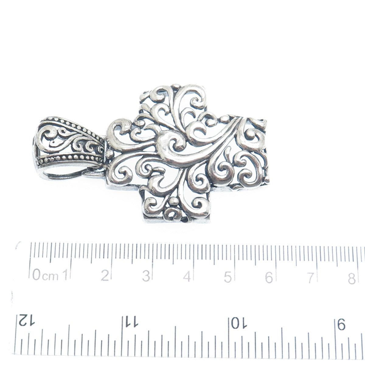 925 Sterling Silver Vintage Ornate Cross Oxidized Pendant