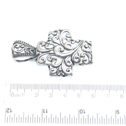 925 Sterling Silver Vintage Ornate Cross Oxidized Pendant