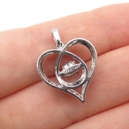 SAI 925 Sterling Silver Round-Cut C Z Heart Mini Charm Pendant