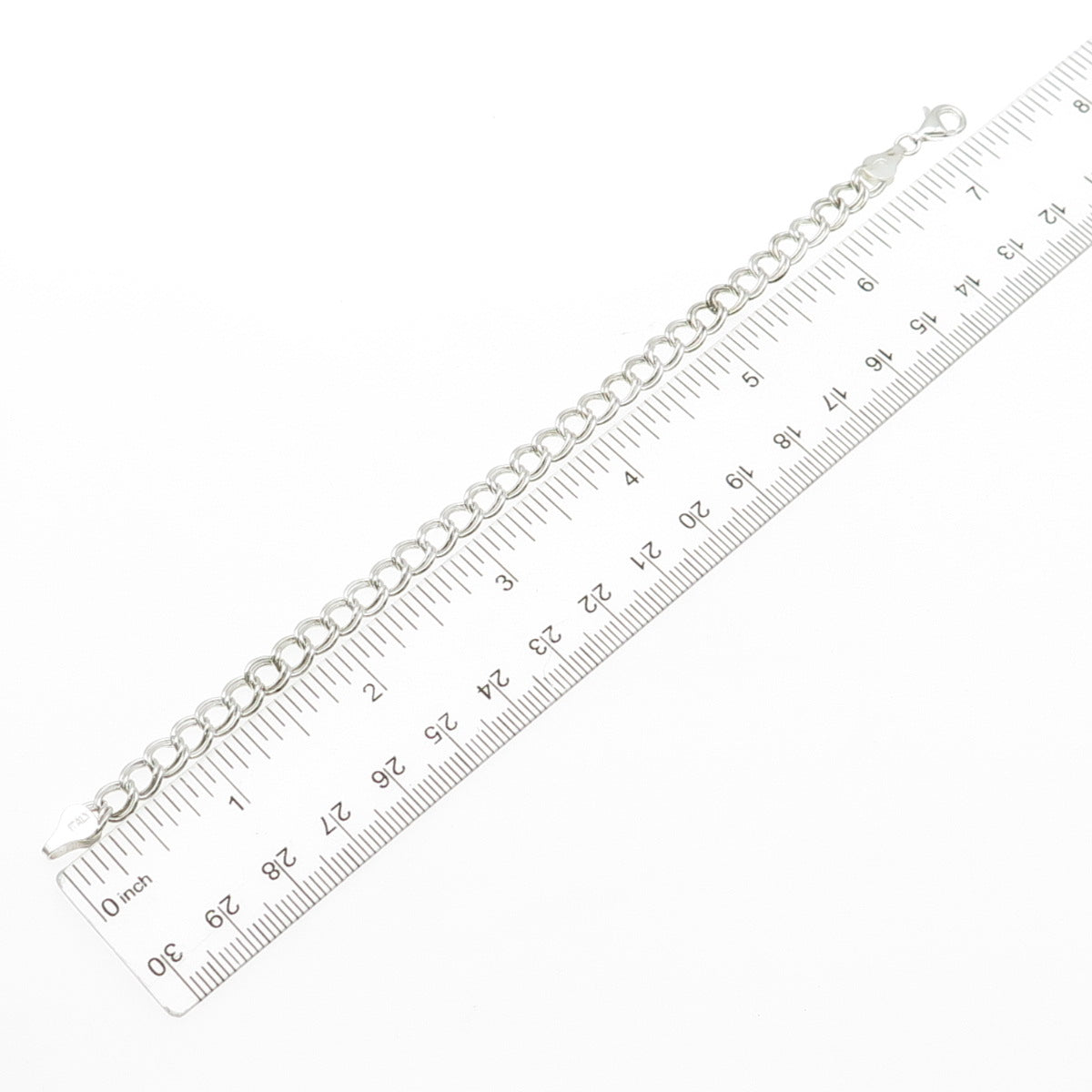 925 Sterling Silver Vintage Italy Double Curb Link Bracelet 7.25"