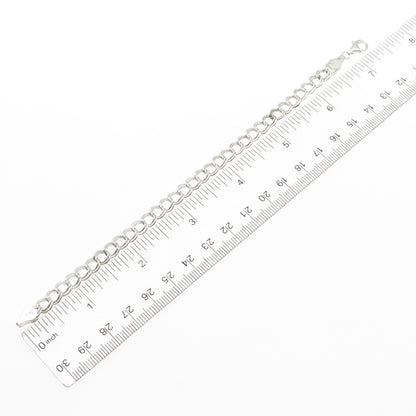 925 Sterling Silver Vintage Italy Double Curb Link Bracelet 7.25"