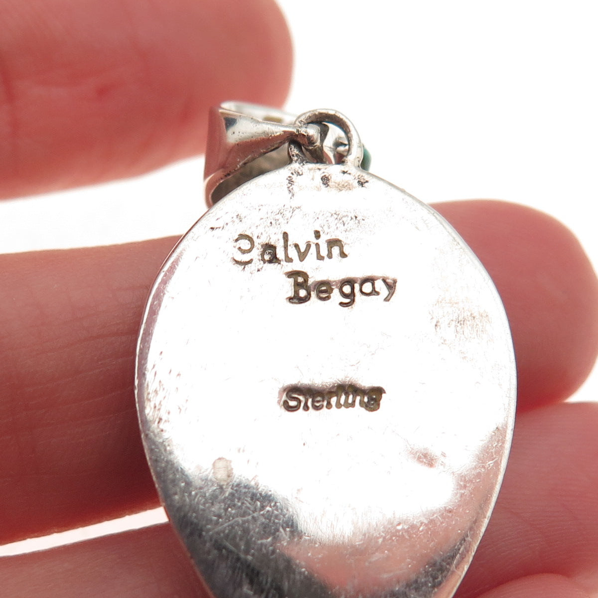 Calvin Begay Navajo Old Pawn 925 Sterling Silver Vintage Multi-Gem Charm Pendant