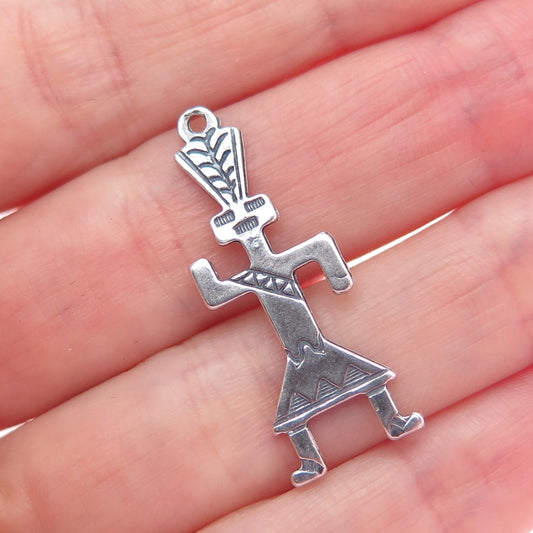 Old Pawn 925 Sterling Silver Vintage Kachina Doll Oxidized Tribal Charm Pendant