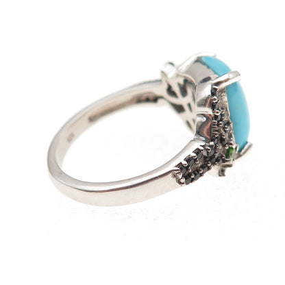 Chuck Clemency 925 Sterling Silver Real Turquoise Spinel & Peridot Ring Size 8