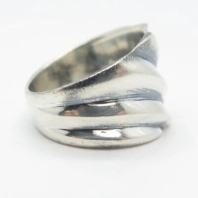 925 Sterling Silver Vintage Handmade Ripped Twisted Ring Size 8.25