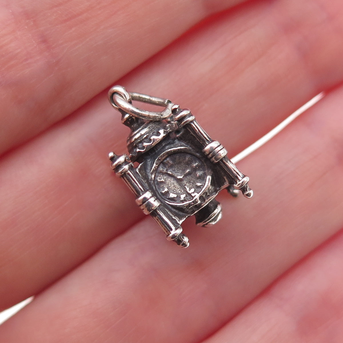 925 Sterling Vintage Marshall Field's Department Store Clock Chicago 3D Pendant