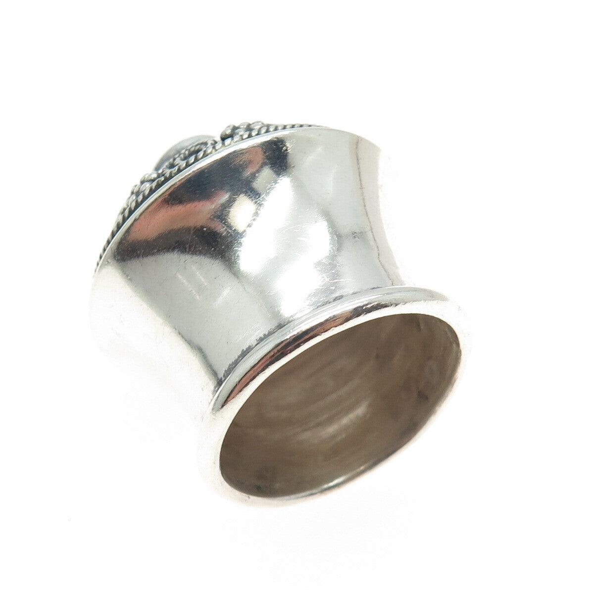 925 Sterling Silver Vintage Israel Real Turquoise Gemstone Flask / Jar Cap