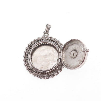 Elco 925 Sterling Silver Antique Art Deco Starburst Locket Charm Pendant